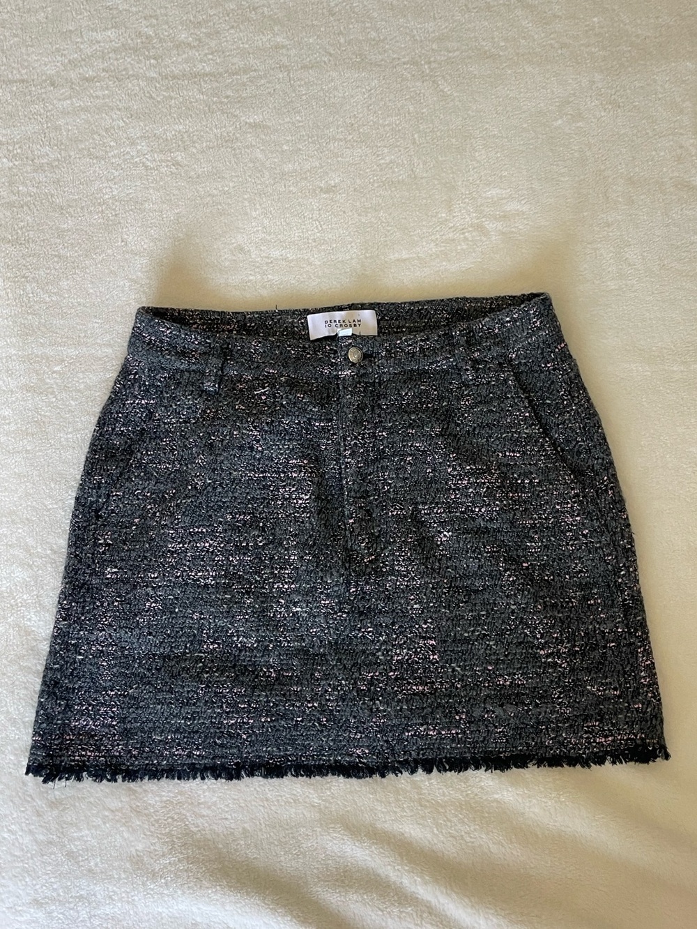 Derek Lam Black Tweed Mini Skirt with Pink Fleck